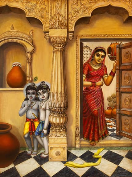 Krishna Balaram hiding from mother Yashoda