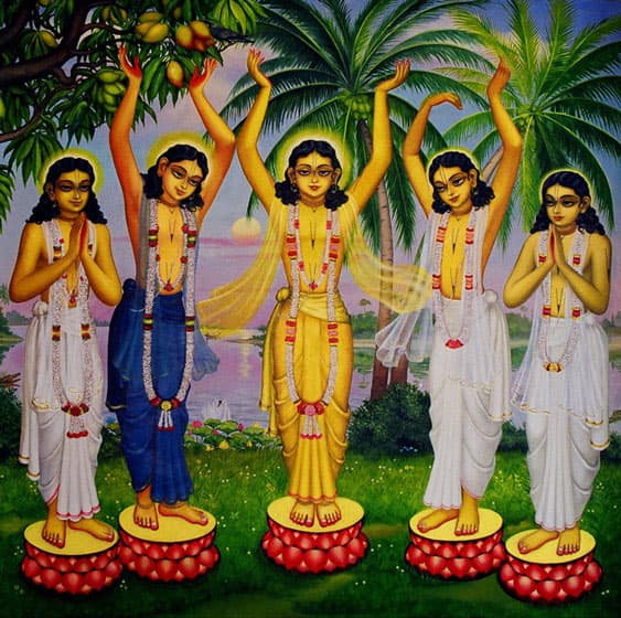 Panca Tattva on bank of Ganga
