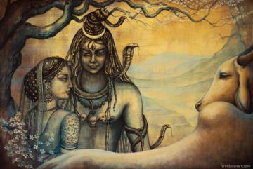 Shiva Parvati. Spring in Himalayas